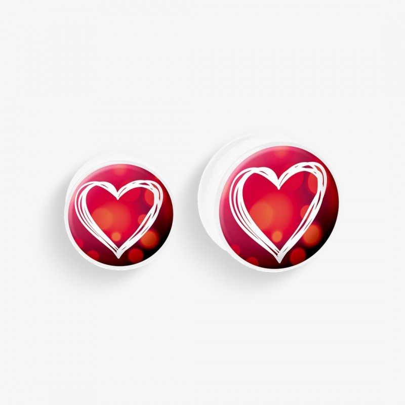 Plug de Acrílico Colorido - Coração Rabiscado - Acrílico