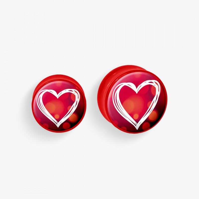 Plug de Acrílico Colorido - Coração Rabiscado - Acrílico