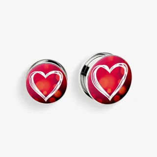 Plug de Aço Cirúrgico com Rosca - Coração Rabiscado - Aço cirúrgico