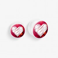 Plug de Acrílico com Rosca - Coração de Ranhuras