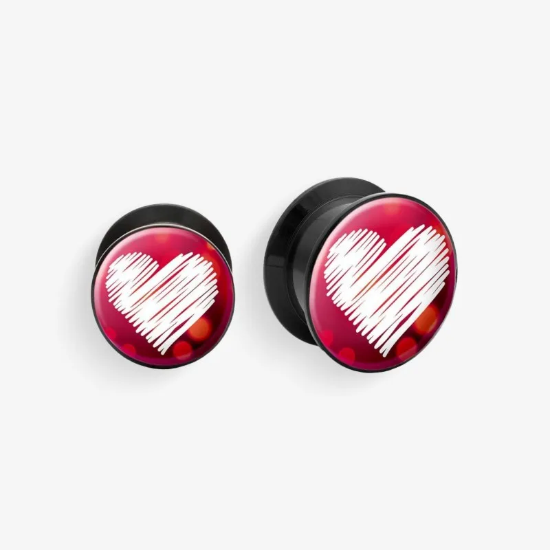 Plug de Acrílico com Rosca - Coração de Ranhuras - Acrílico