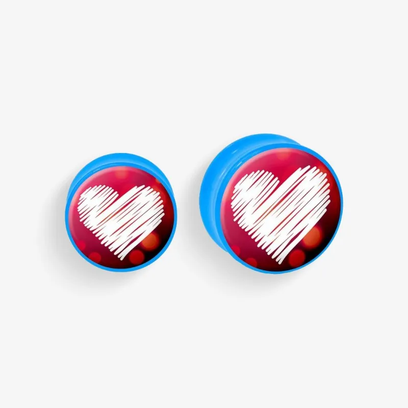 Plug de Acrílico Colorido - Coração em Ranhuras - Acrílico