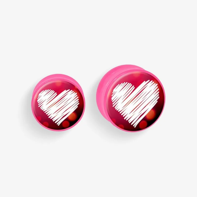 Plug de Acrílico Colorido - Coração em Ranhuras - Acrílico