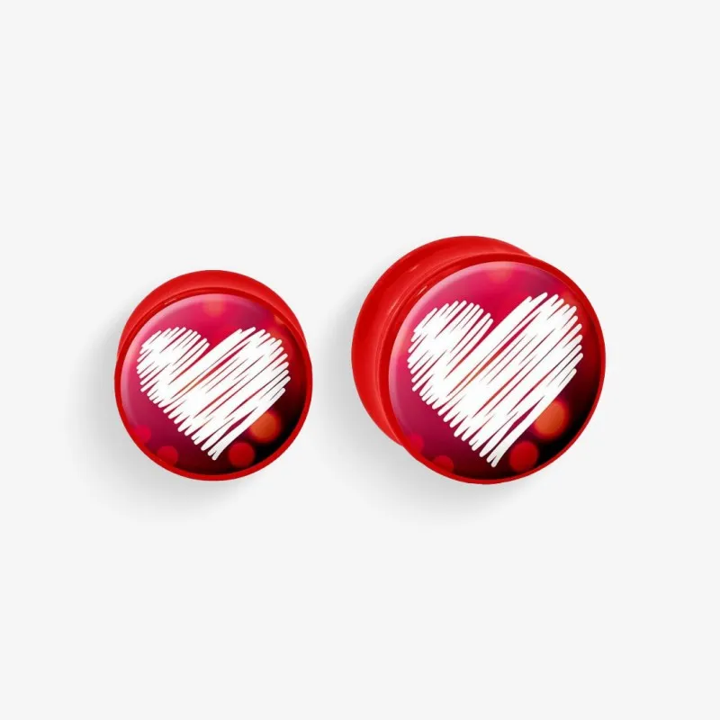 Plug de Acrílico Colorido - Coração em Ranhuras - Acrílico