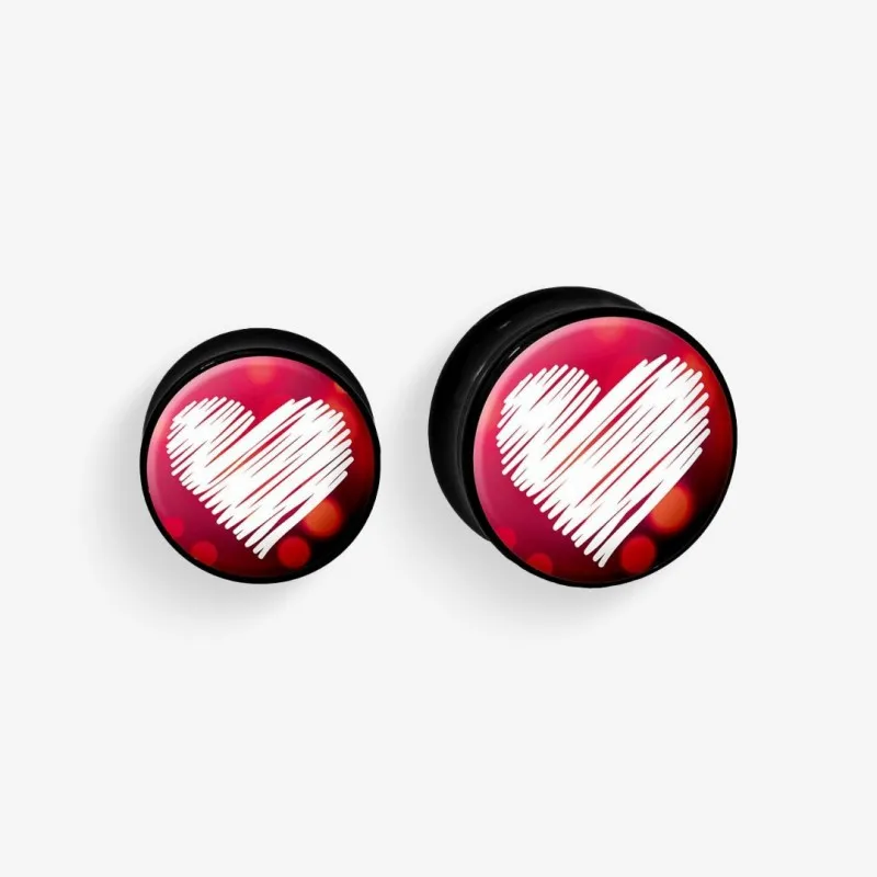 Plug de Acrílico Colorido - Coração em Ranhuras - Acrílico