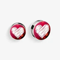 Plug de Aço Cirúrgico com Rosca - Coração em Ranhuras