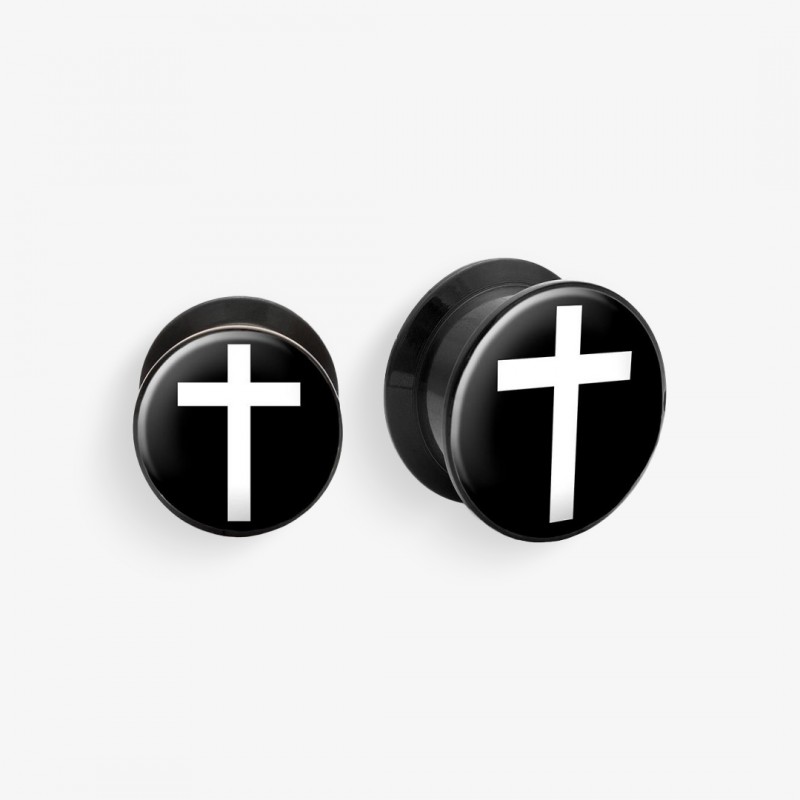 Plug de Acrílico com Rosca - Cruz - Acrílico