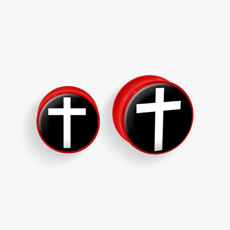 Plug de Acrílico Colorido - Cruz - Acrílico