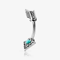 Piercing Umbigo Flecha com Design Tribal em Aço