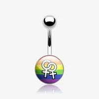 Piercing Umbigo Rainbow com efeito furta-cor vibrante