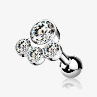 Piercing Cartilagem Quatro Strass em Aço Cirúrgico Feminino