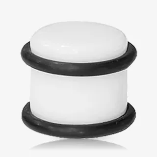 Plug de Acrílico Branco com dois O-rings para alargadores