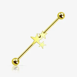 Piercing Transversal de Aço Cirúrgico Dourado - Constelação - Piercings Transversal