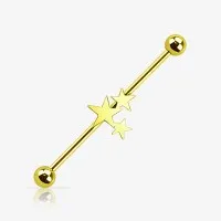 Piercing Transversal Constelação em Aço Dourado