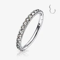 Piercing Argola Prateada Clicker com Zircônias Cravadas