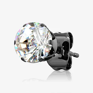 Brinco Preto Zircônia Masculino em aço cirúrgico com design moderno