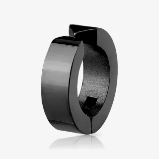 Brinco Aço Pressão Preto masculino em aço inox resistente e design moderno