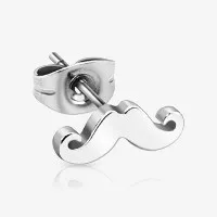 Brinco Masculino Bigode Prateado | Estilo e Qualidade ALARGS