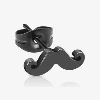 Brinco Masculino Bigode Preto - Estilo e Qualidade ALARGS