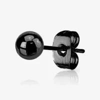 Brinco de Bolinha Preto masculino em aço cirúrgico