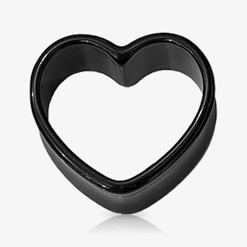 Alargador de Acrílico Preto - Formato de Coração - Início