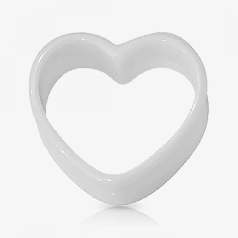 Alargador de Acrílico Branco - Formato de Coração - Início