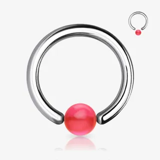 Piercing Captive de Aço com bolinha translúcida em acabamento prateado