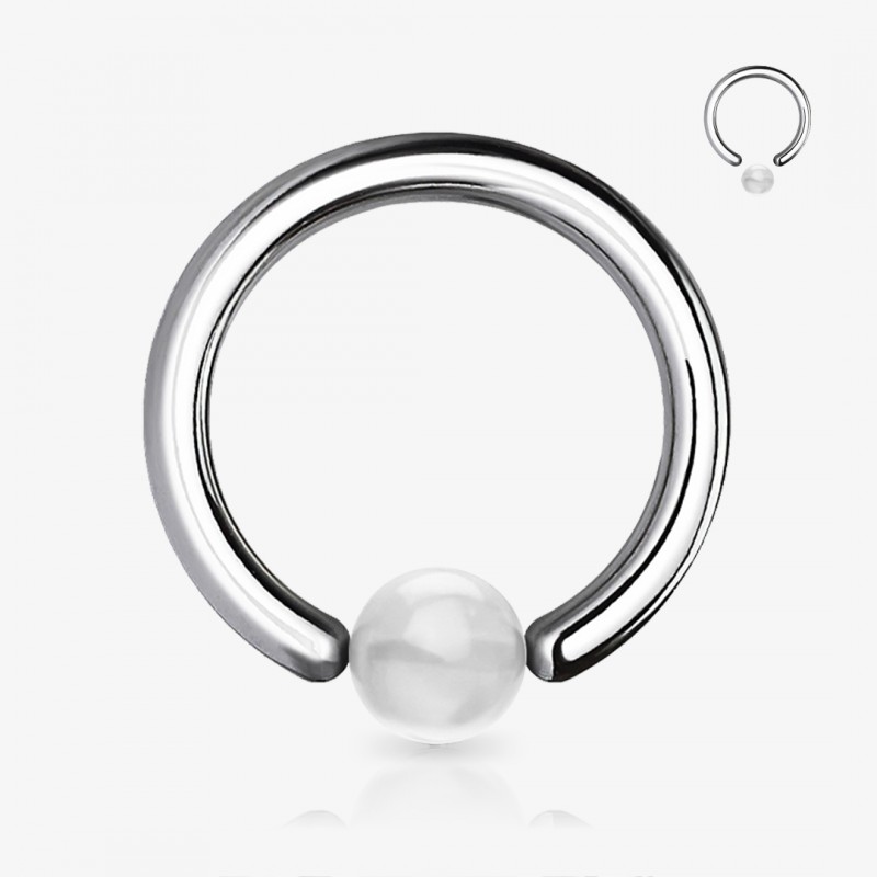 Piercing Captive de Aço Cirúrgico - Bolinha Translúcida - Alargadores 1.6mm