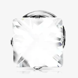 Alargador Rosca Aço Gema Lapidação Princesa Cristal - Detalhados