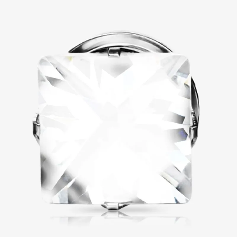 Alargador Rosca Aço Gema Lapidação Princesa Cristal - Detalhados