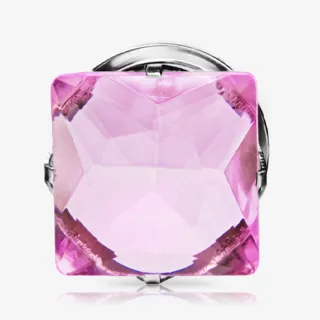 Alargador Rosca Aço Gema Lapidação Princesa Rosa - Detalhados