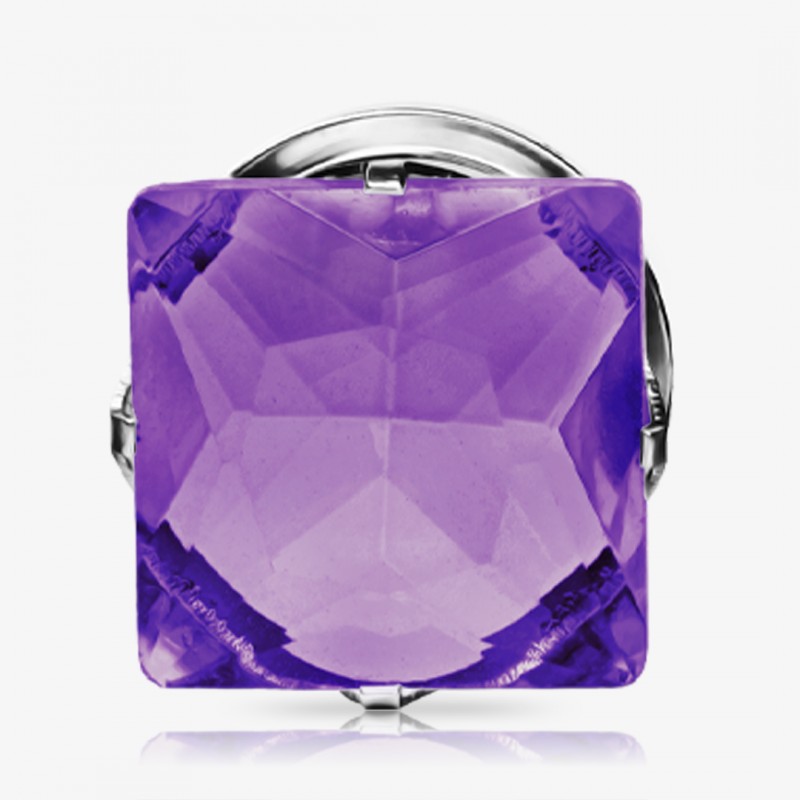 Alargador Rosca Aço Gema Lapidação Princesa Violeta - Detalhados