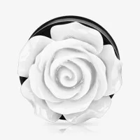 Alargador Plug Acrílico Flor Branco é na ALARGS