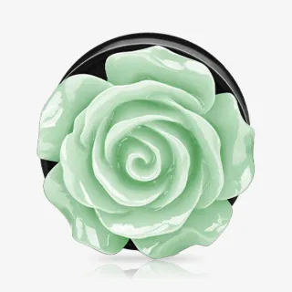 Alargador Plug Acrílico Flor Verde - Acrílico