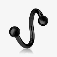 Piercing Espiral Preto Bolinha em Aço Cirúrgico de Alta Qualidade