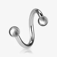 Piercing Espiral Prateado Bolinha em Aço Cirúrgico – ALARGS