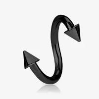 Piercing Espiral Preto Spike em Aço Cirúrgico Resistente
