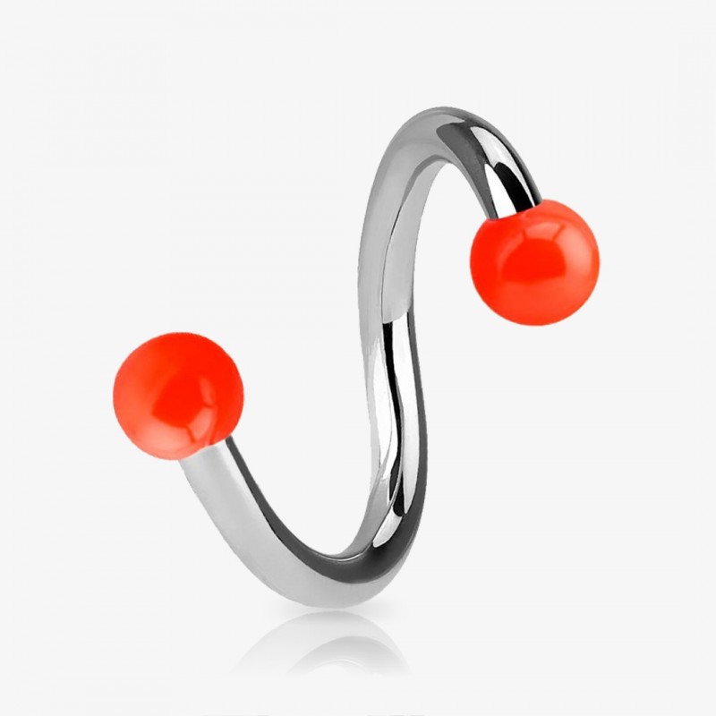 Piercing Espiral Prateado Bolinha Acrílica - Piercings Espiral / Twister