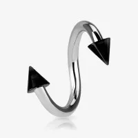 Piercing Espiral Aço Spike com Pontas Acrílicas Estilizadas