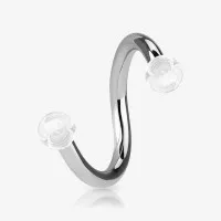 Piercing Espiral Bolinha Translúcida Acrílica de Aço Cirúrgico