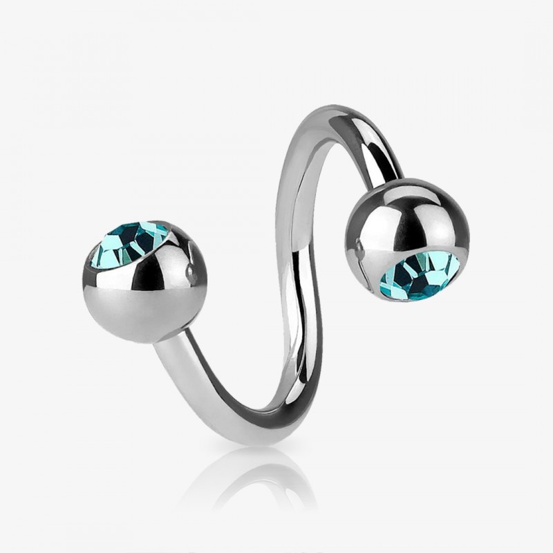 Piercing Espiral Prateado Bolinha Strass - Piercings Espiral / Twister
