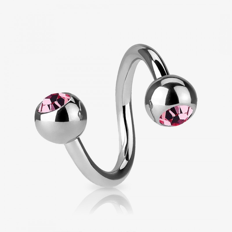 Piercing Espiral Prateado Bolinha Strass - Piercings Espiral / Twister