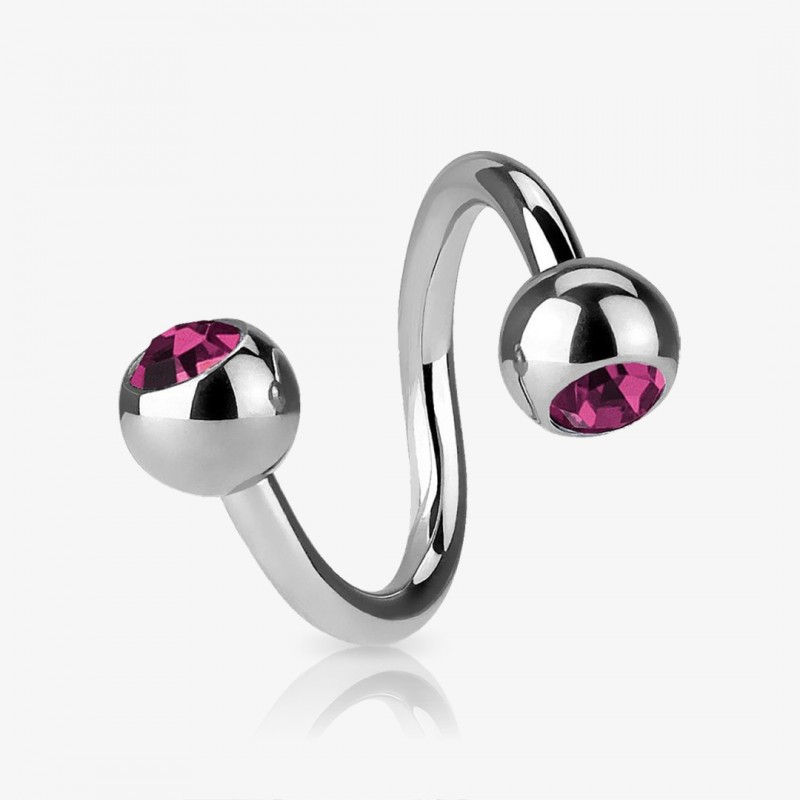 Piercing Espiral Prateado Bolinha Strass - Piercings Espiral / Twister