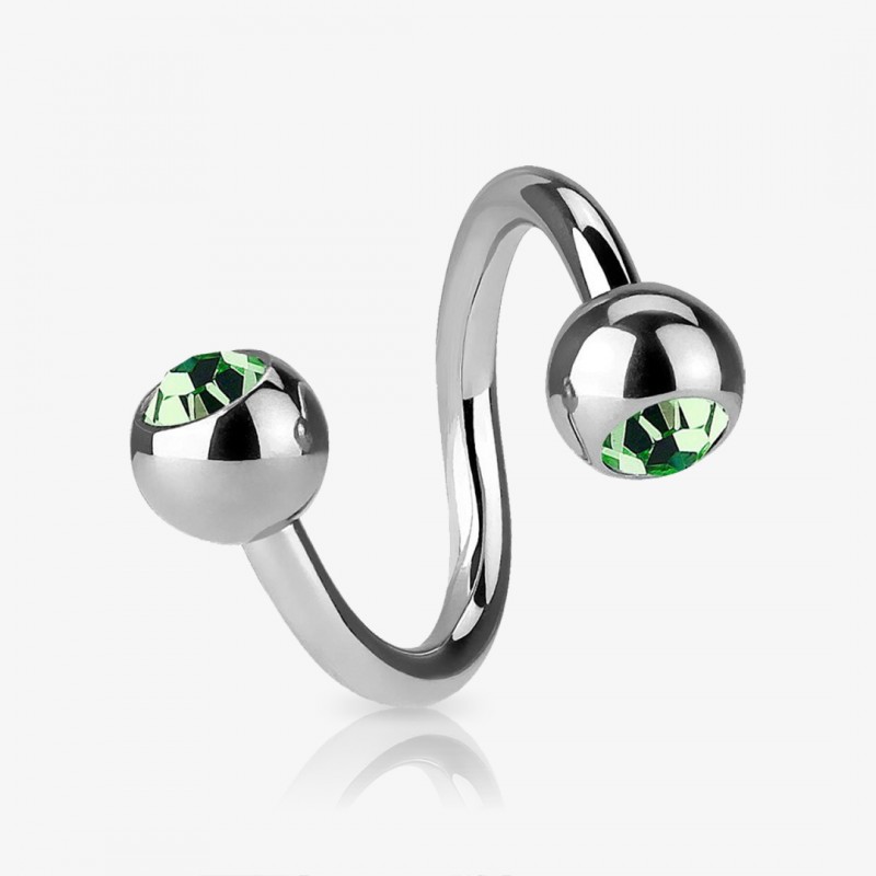 Piercing Espiral Prateado Bolinha Strass - Piercings Espiral / Twister