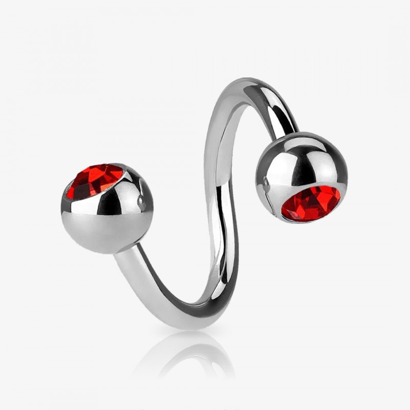 Piercing Espiral Prateado Bolinha Strass - Piercings Espiral / Twister