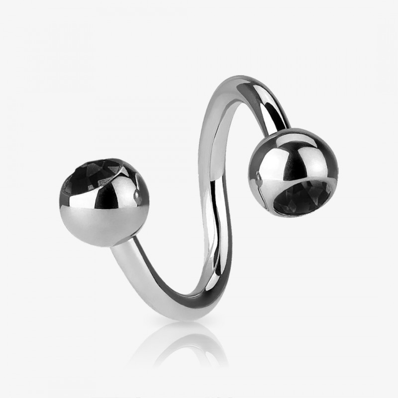 Piercing Espiral Prateado Bolinha Strass - Piercings Espiral / Twister