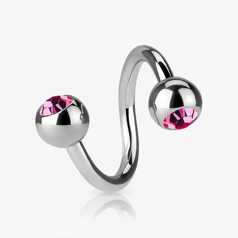 Piercing Espiral Prateado Bolinha Strass - Piercings Espiral / Twister