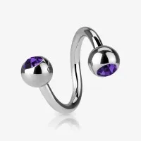 Piercing Espiral Bolinha Strass de Aço Cirúrgico Brilhante