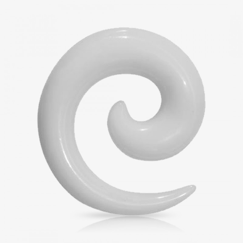 Espiral expansor de acrílico branco em formato de caracol para alargamento