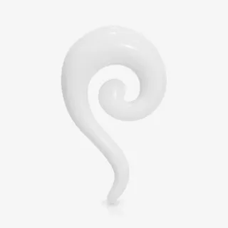 Espiral expansor de acrílico branco translúcido em formato de interrogação